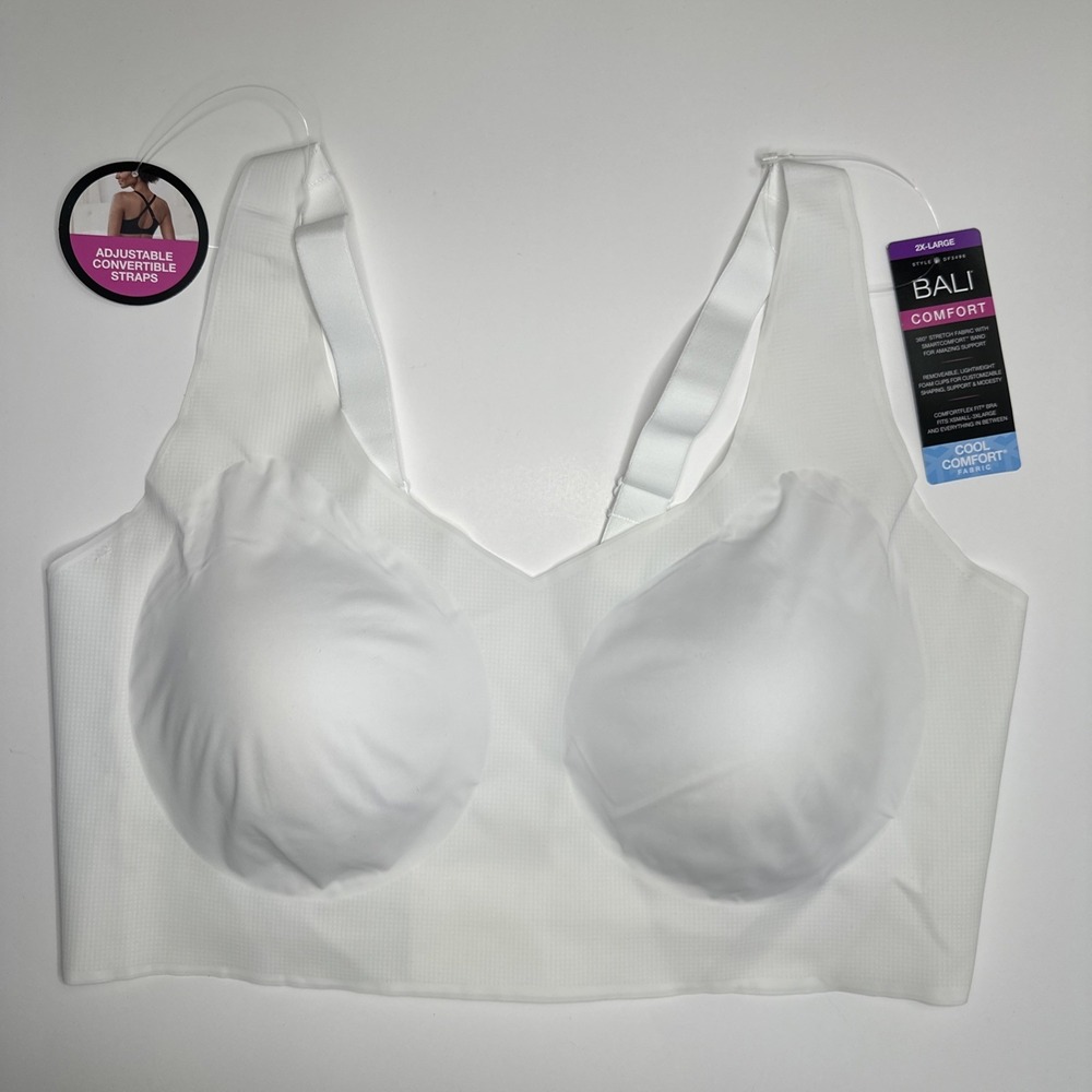 Bali Women's Comfort Revolution EasyLite Back Close Wirefree Bra DF3496 White